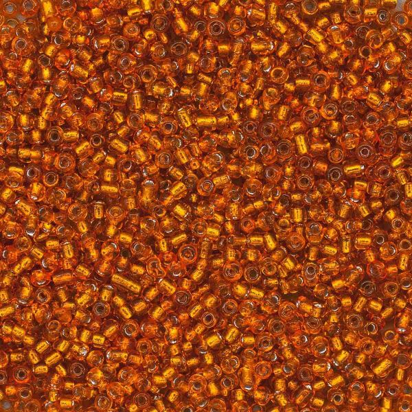 Бисер Astra&Craft 11/0 (2.1 мм), 200 г (10х20 г), цв. 29B т.оранжевый/прозр.серебрист.центр (круг.отв)