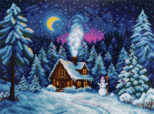 Кристальная (алмазная) мозаика Фрея ALPD-269, на подрамнике, Зимняя сказка, 40х30 см