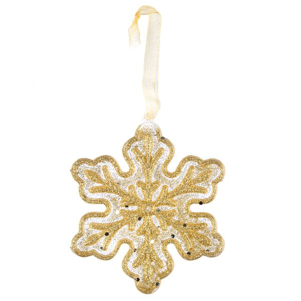 Елочная игрушка, 5 шт, №02 снежинка (золото), Snoweekon SNW-D153