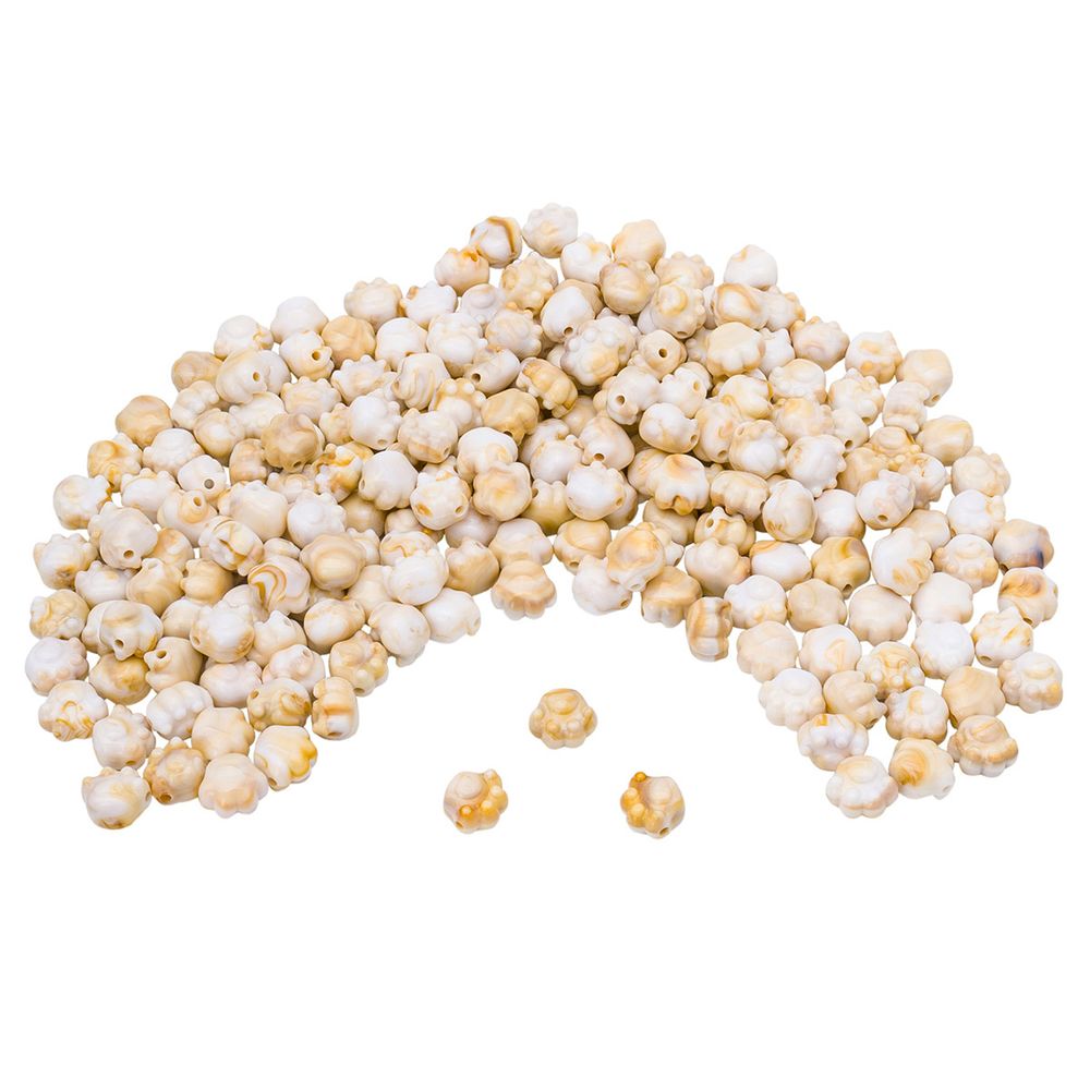 Бусины акрил 18.5х16.5х14 мм, 500 г, дымка, Кошачьи лапки, AD013 бело-коричневый, (7748712)7502 , Astra&Craft