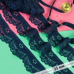 Кружево эластичное (стрейч) 35 мм, 1809, цв.S058 синий сапфир уп.50м, Kruzhevo