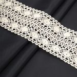 Кружево вязаное (тесьма) хлопковое 77 мм / 25 метров, двухстор. (02 бежевый)