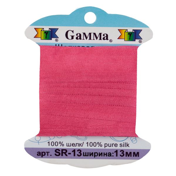 Лента (тесьма) шелковая 13.0 мм / 9.1±0.5 метров, №082 т. розовый, Gamma SR-13