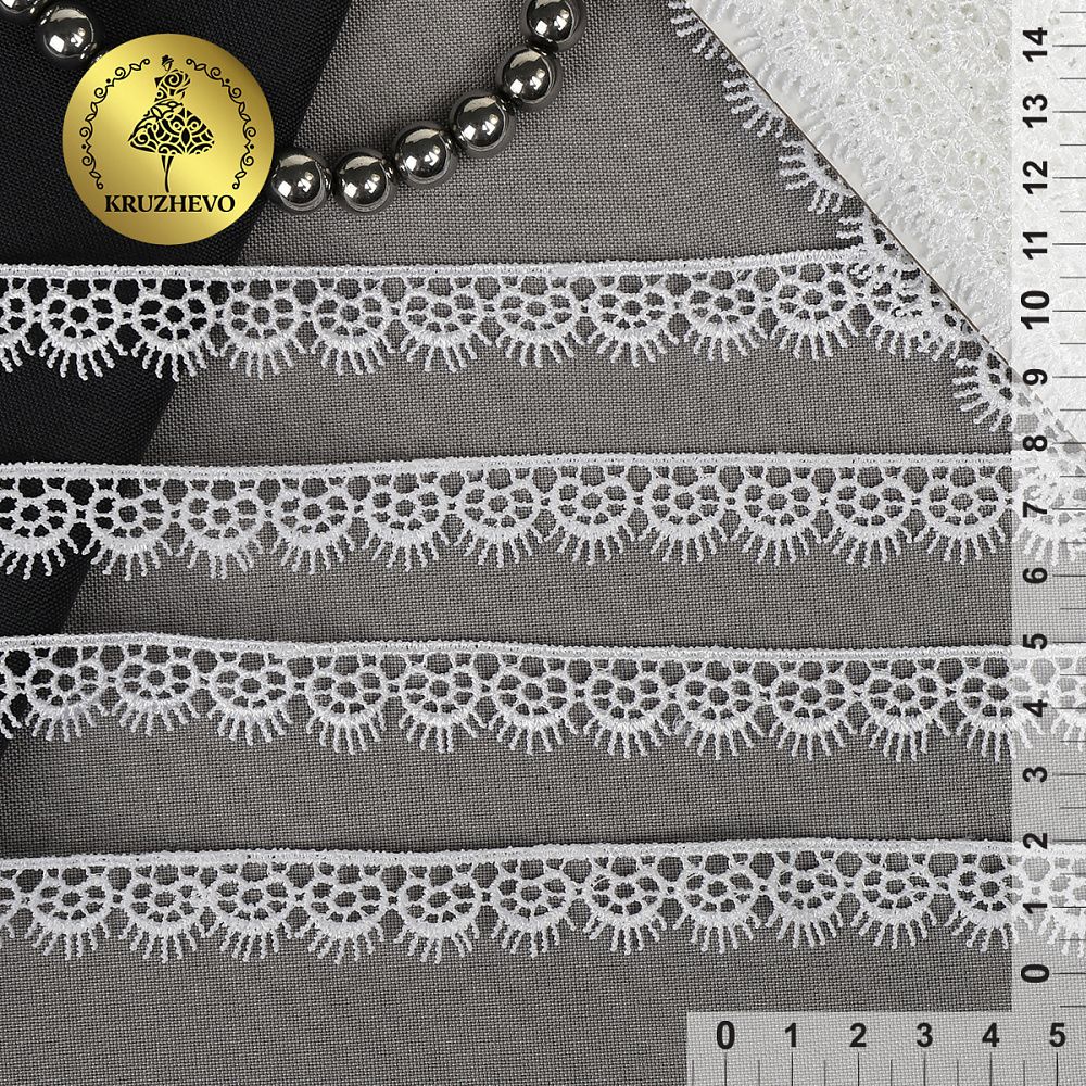 Кружево гипюр (плетёное) 16 мм / 13.71 метров, TBY.1063, цв.01 белый