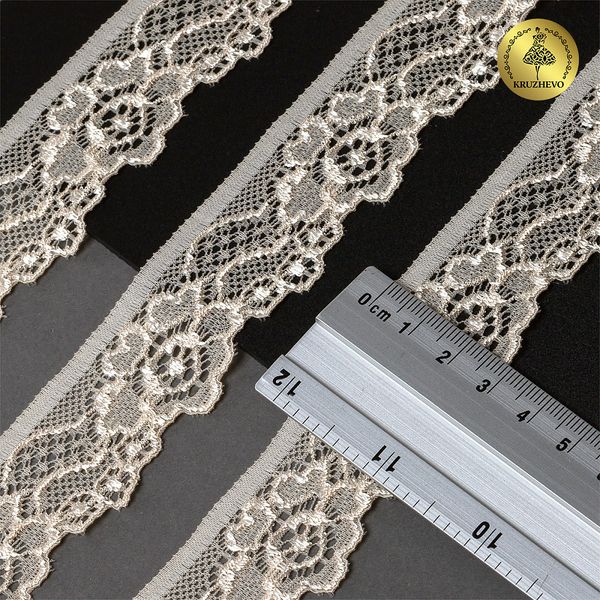 Кружево эластичное (стрейч) 30мм L839, цв.S180 бежевый песочный уп.50м, Kruzhevo