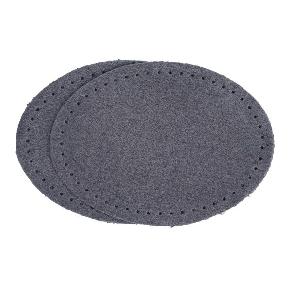 Заплатки пришивные из замши, овал 6х8,2см с перфорацией, 2 шт, 100% кожа, 26 серый, 59114