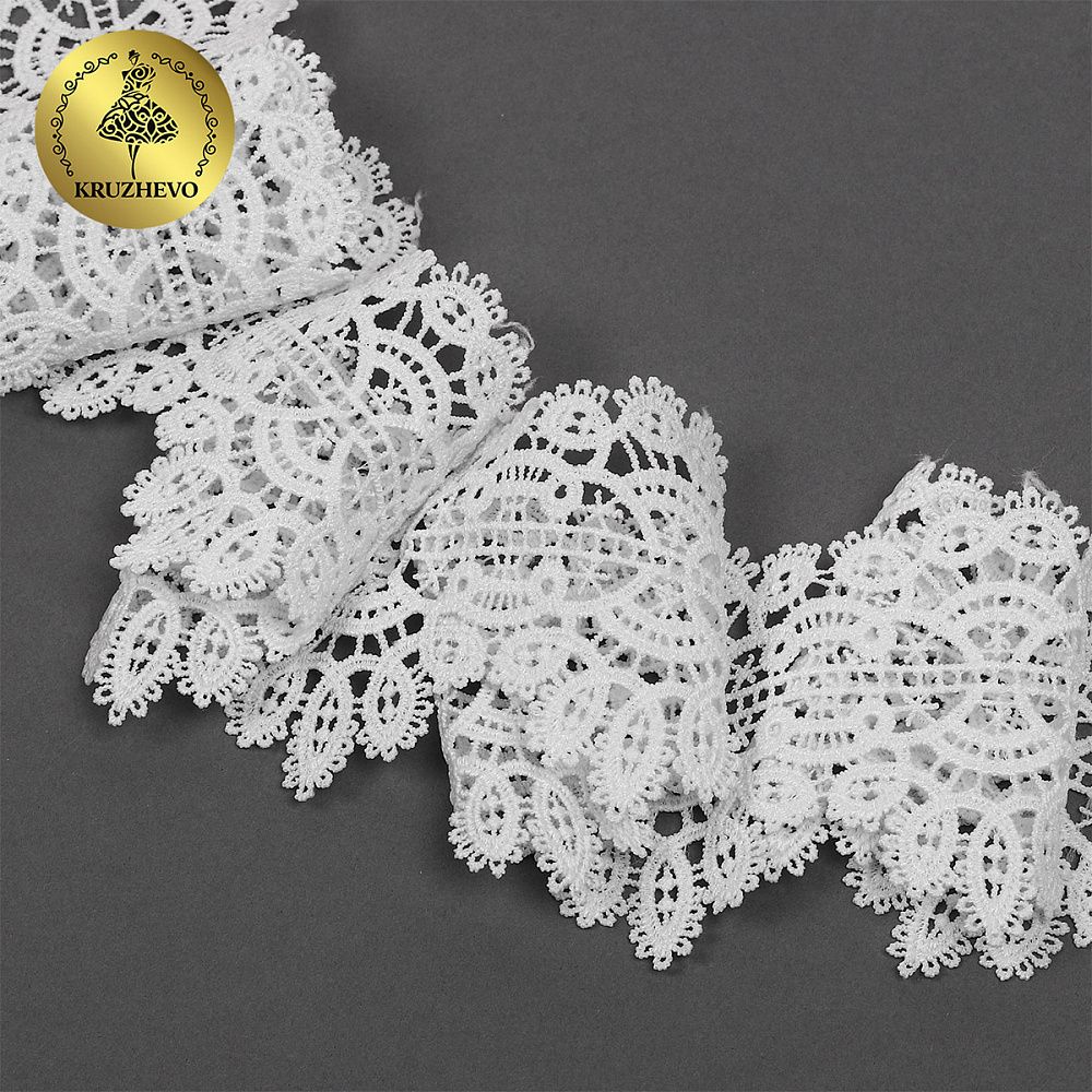 Кружево гипюр (плетёное) 70 мм / 13.71 метров, TBY.SUN.11, цв.белый