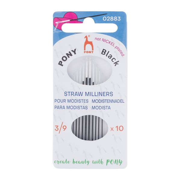 Иглы ручные шляпные Milliners Black №3-9 c белым ушком, 10 шт, Pony, 02883
