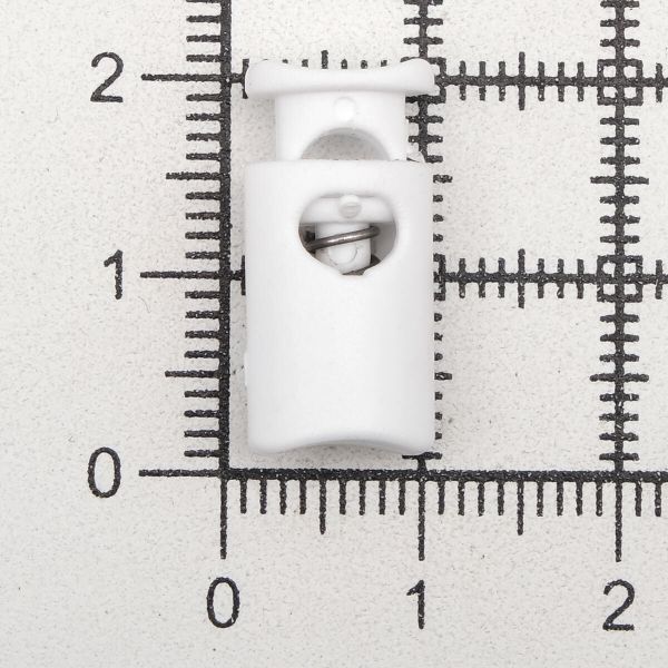 Фиксатор (зажим) для шнура пластик 1 отв., ⌀4.5 мм, 19х9 мм, цилиндр, ПП, кипенно-белый, 100 шт