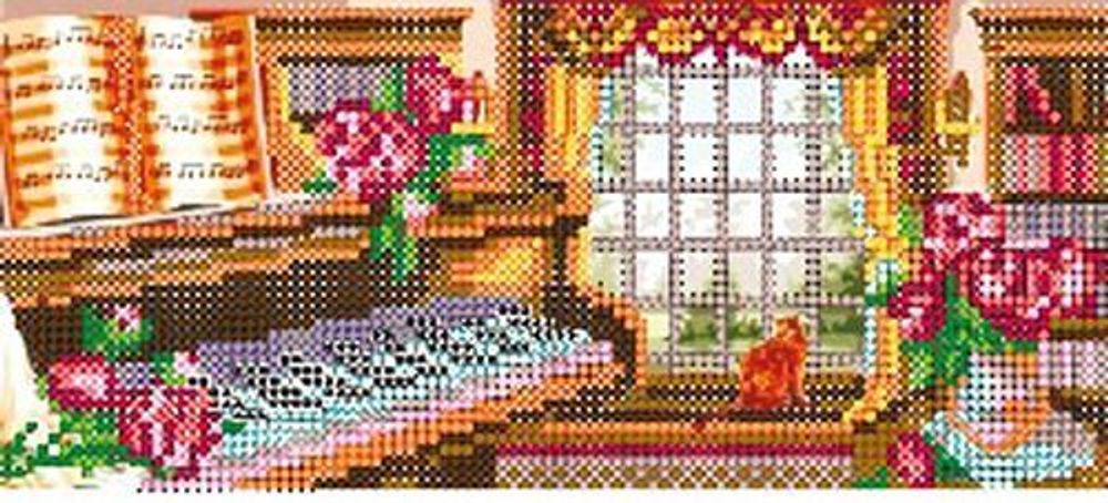 Рисунок для вышивания Alisena, Кот у окна, 21х9 см