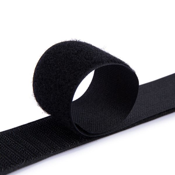 Лента контактная липучка (велкро) пришивная 40 мм / 25 метров, черный, Gamma LG-40, ПАРА (крючок+петля), качество 