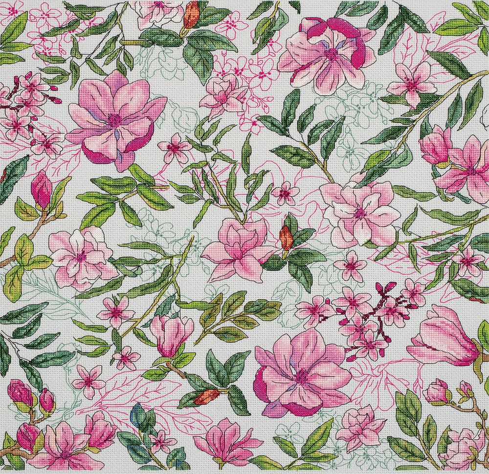 Набор для вышивания нитками Panna, Подушка. Магнолия, 40х40 см