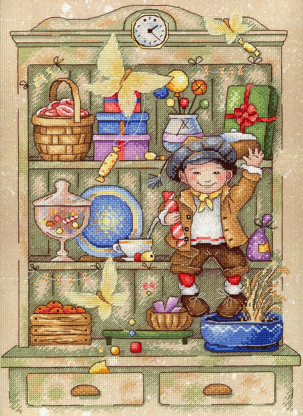 Набор для вышивания нитками МП Студия, Сладкоежка 21х29 см