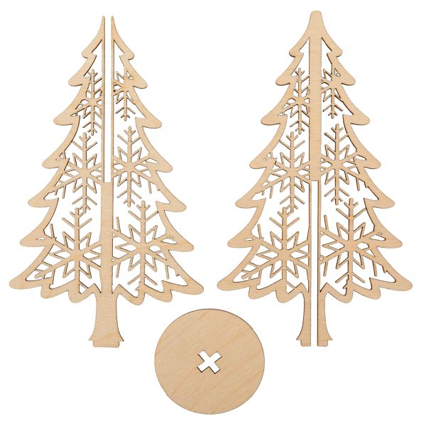 Заготовка из фанеры на подставке, 15 см, 02 Ель со снежинками, Mr.Carving КЛ-15