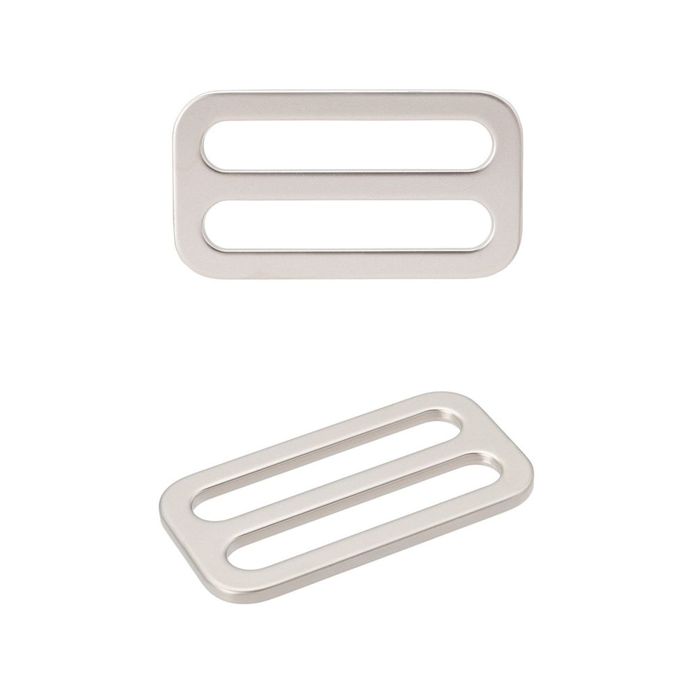 Пряжка регулировочная металл литая плоская 30.0 мм (37х20мм), никель матовый, МВ2343, 6 шт