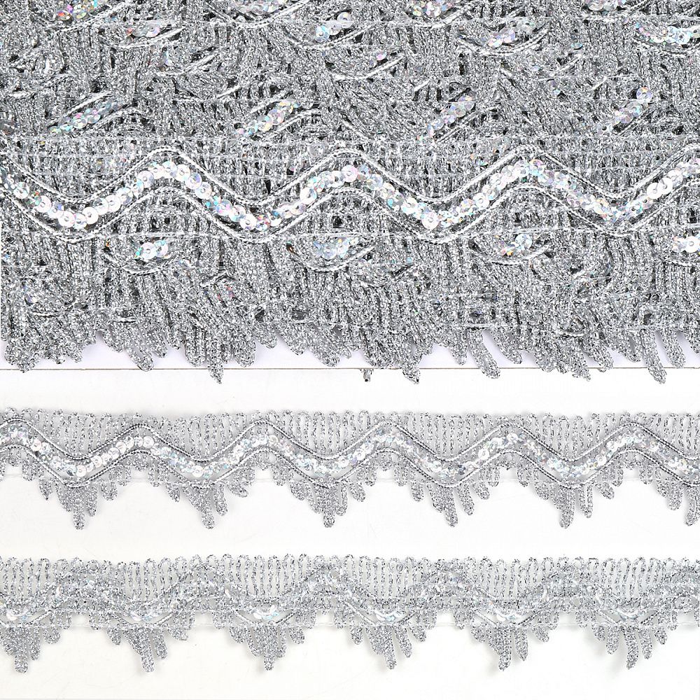 Тесьма отделочная 40 мм, 13-2265 цв.серебро уп.13.71м