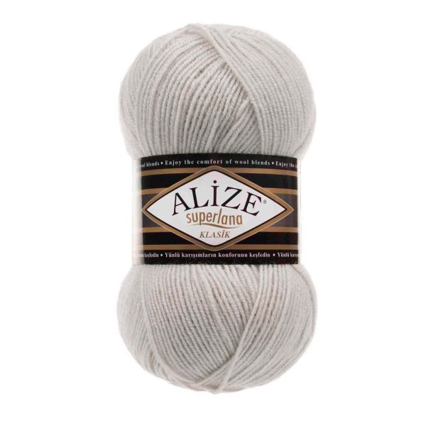 Пряжа Alize (Ализе) Superlana klasik / уп.5 мот. по 100 г, 280м, 208 светло-серый меланж A