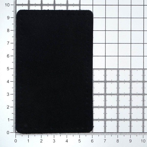 Заплатки пришивные из замши, прямоугольник 6х9,6см с перфорацией, 2 шт, 100% кожа, 20 черный, 59113