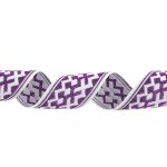 Лента (тесьма) жаккардовая 24.0 мм / 25 метров, Орнамент для северных народов, рис 7527 белый/фиолетовый (№5), Gamma С3772