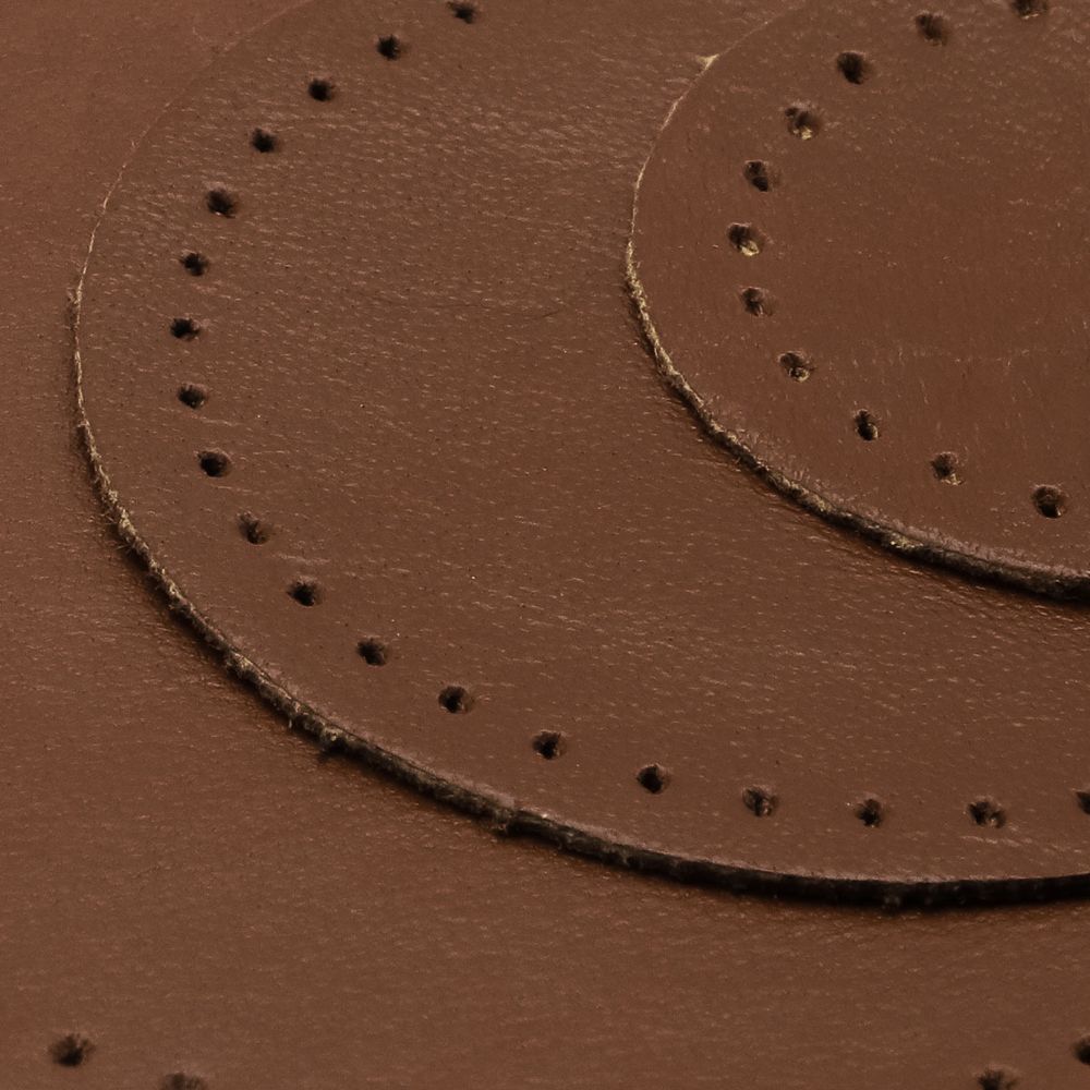 Набор заплаток пришивных из кожи, круг ⌀4см, 6см и 8см, с перфорацией, 3 шт, 100% кожа (02 светло-коричневый), 9401