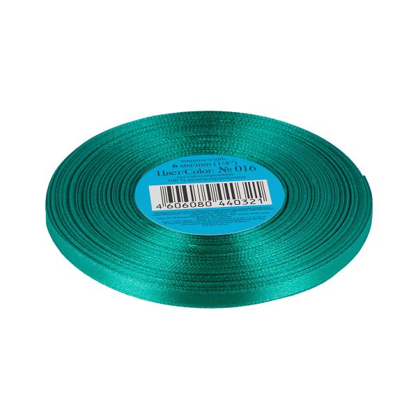 Лента атласная 1-сторонняя 6.0 мм / 33±2 метра, 016 изумруд, Gamma