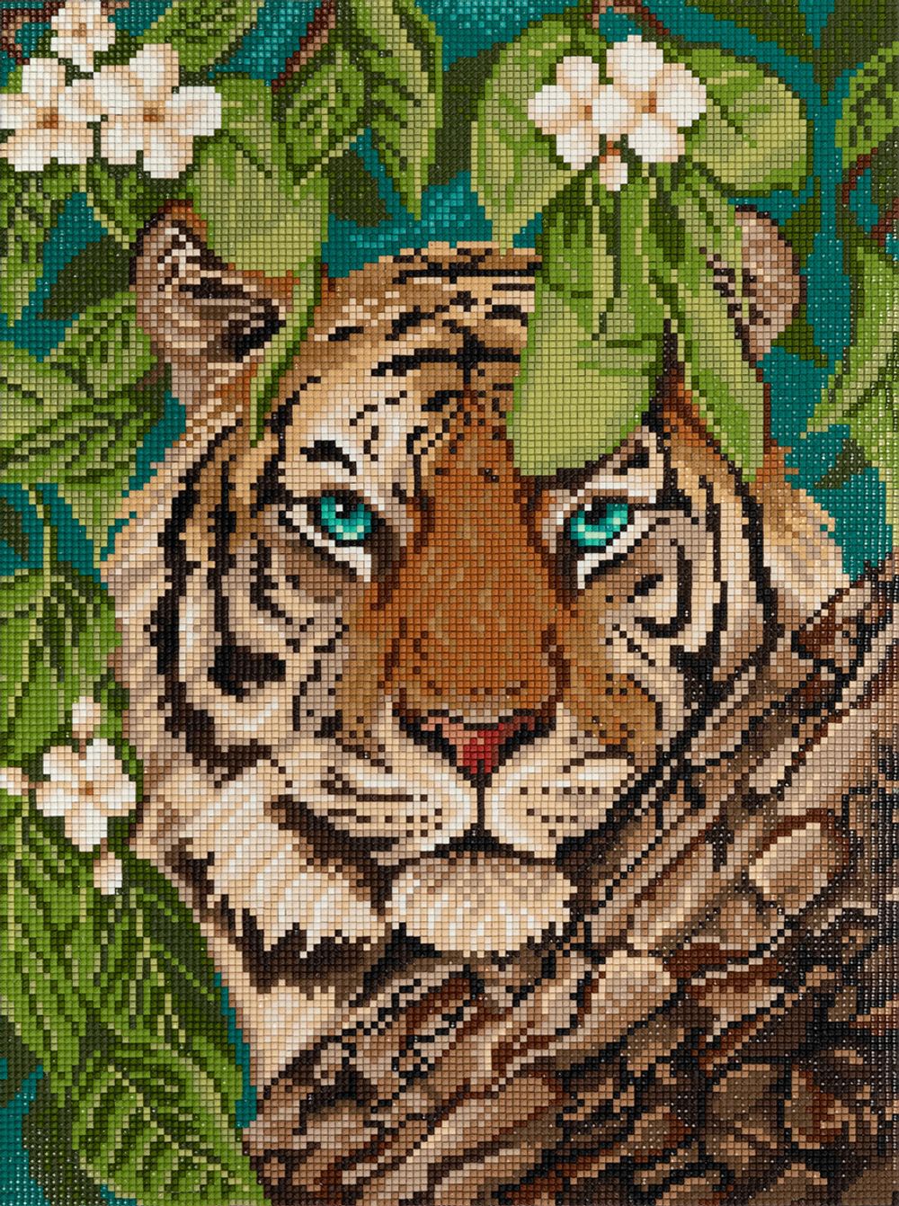 Алмазная (кристальная) мозаика Фрея ALPD-107, на подрамнике Загадочный тигр, 30х40 см