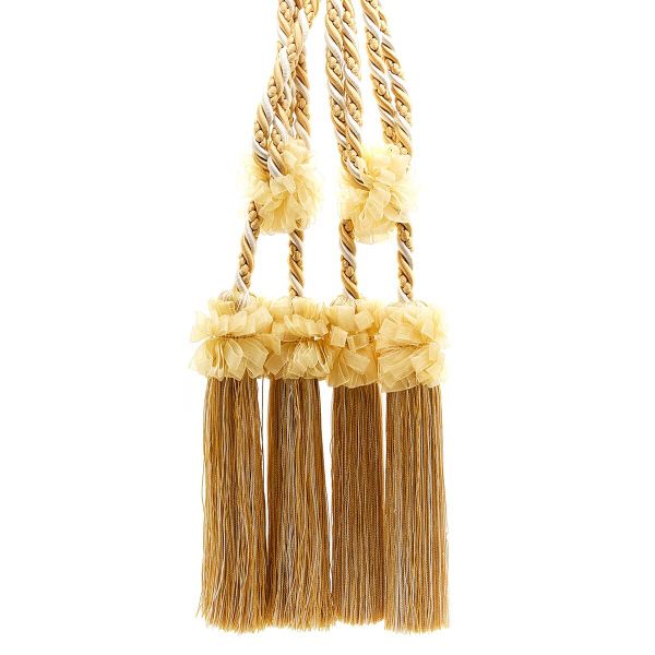 Кисти шторные 700.0 мм (общая) / 230.0 мм (кисть), цв.беж/зол NB325B, 1 пара