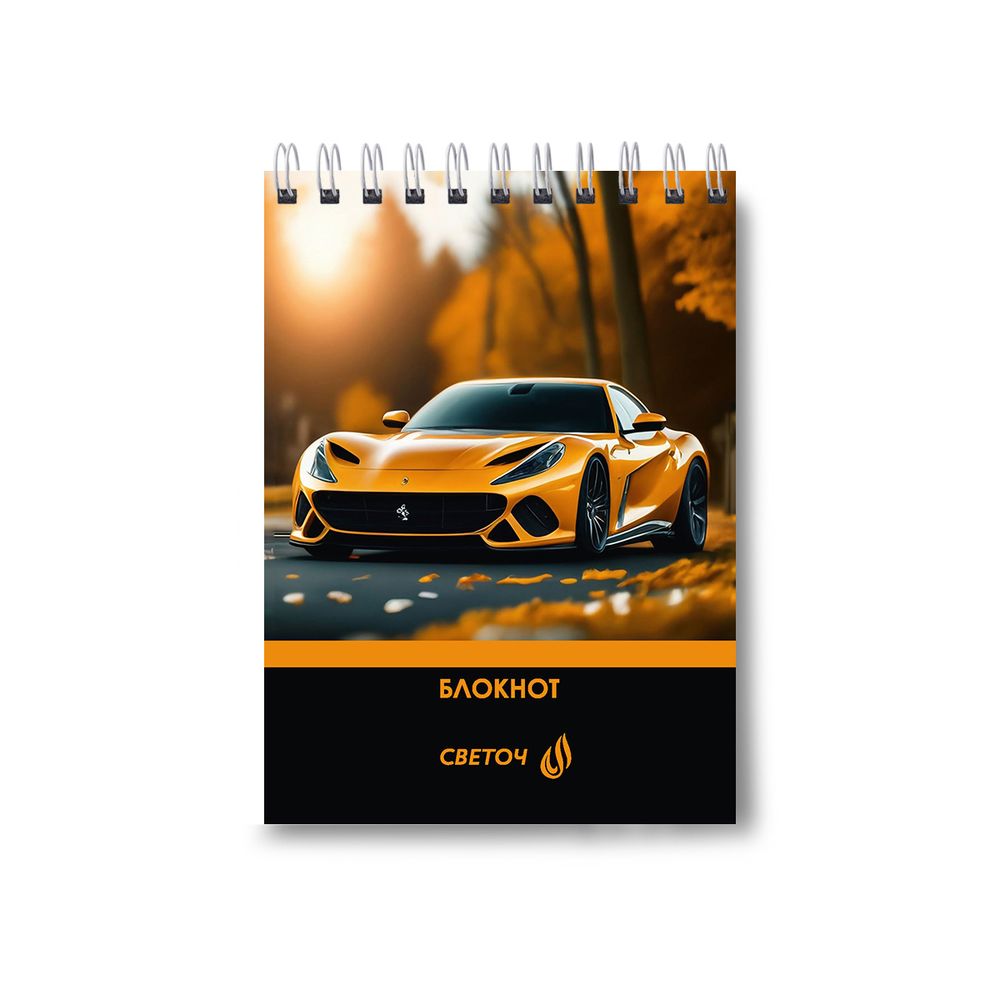 Блокнот на гребне, выборочный лак, A6 60 л., 4 шт, клетка, Крутые тачки 01217, Светоч Б123
