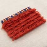 Ткань для рукоделия в наборе с тесьмой жаккард -бахрома 50х50см+1м (21947/34113 красный) 29501