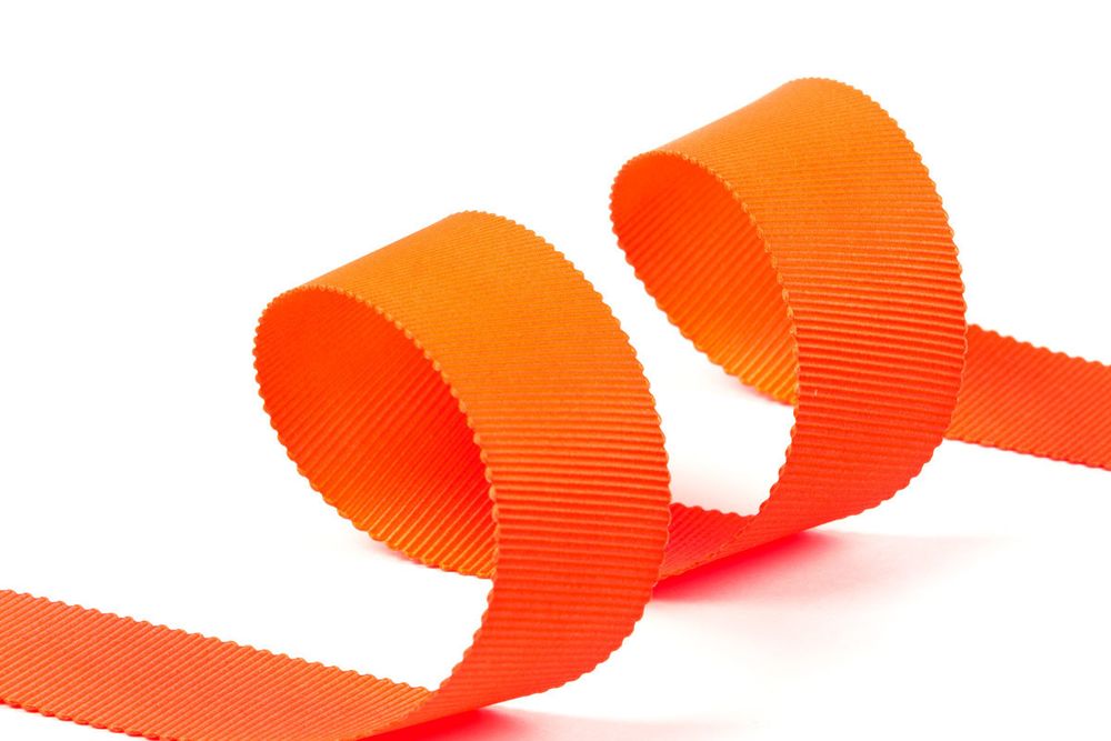 Лента репсовая (в рубчик) с зубчатым краем 25.0 мм, 25±1 метров, 600 оранжевый неон, Gamma PTGR-25
