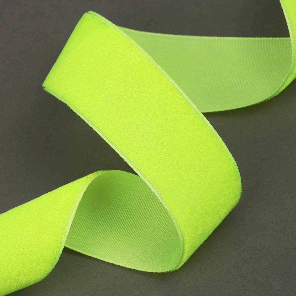 Лента бархатная (тесьма) 25.0 мм / 20±1 метров, LB25229F нейлон неоновый желтый