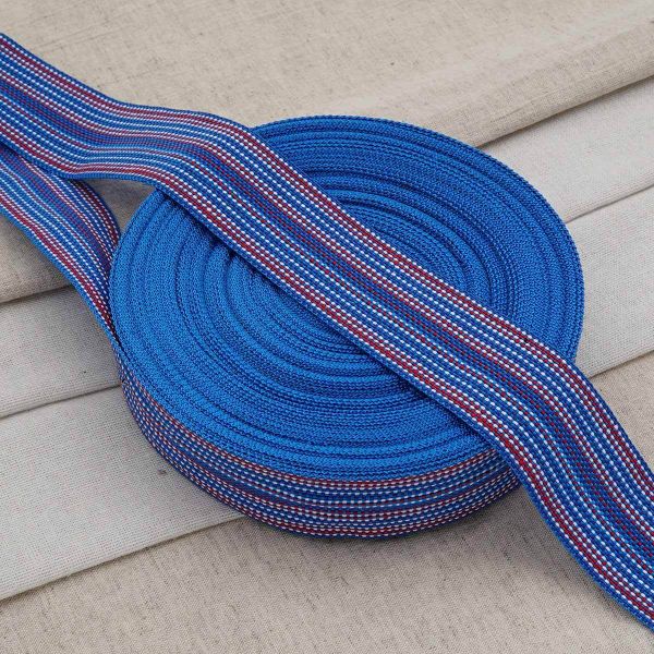 Лента для поясов рис 9830 40мм*25м (синий/красный/белый), С3822Г17