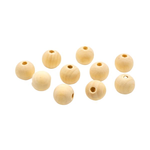 Бусины дерево ⌀12 мм, неокрашенные, отв.3 мм, 30 шт