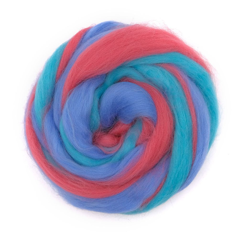 Лента для валяния меланж полутонкая, 100% шерсть, 50гр Камтекс (меланж 24 423)