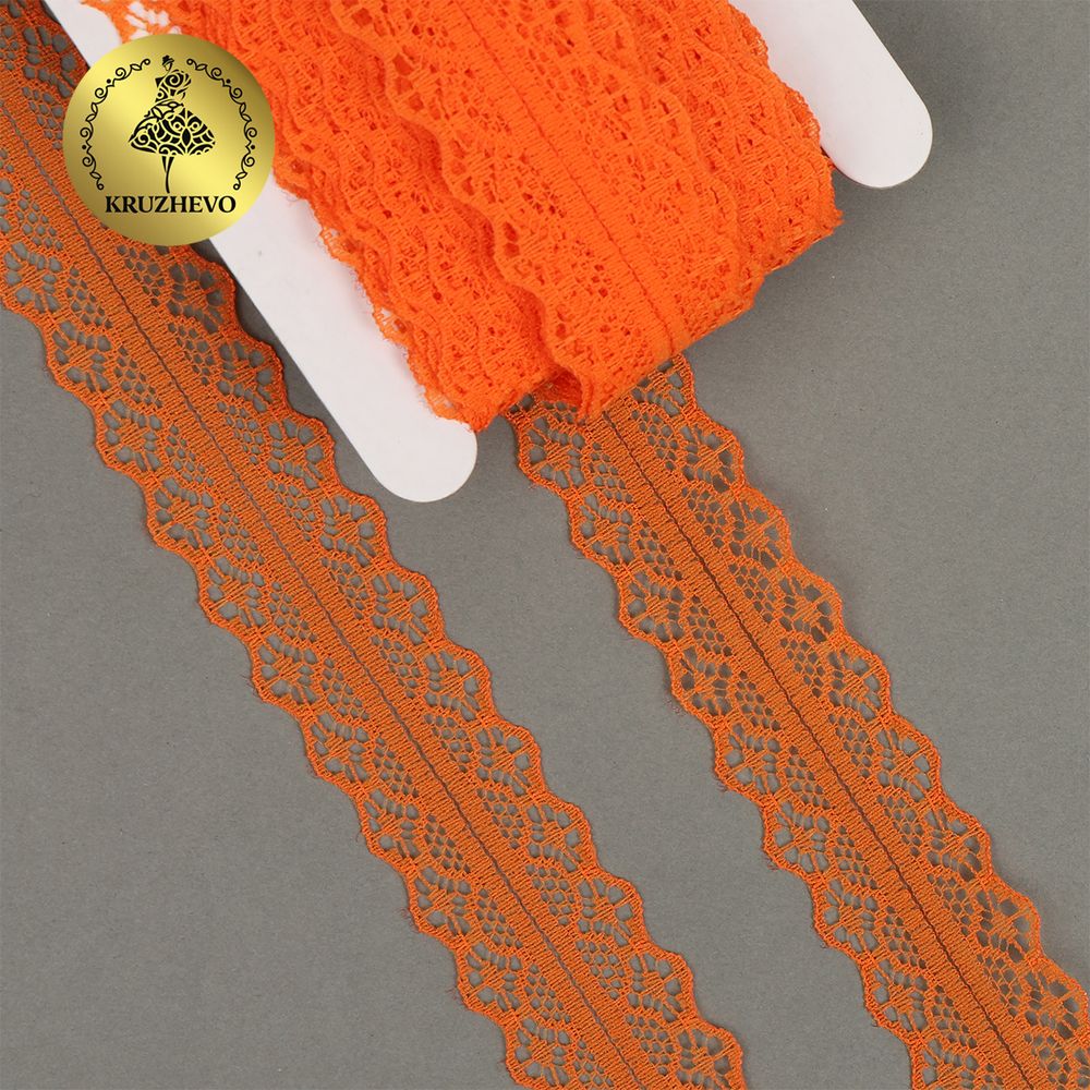 Кружево отделочное в стиле "трикотаж" 30 мм, 1659-1 цв.212A оранжевый уп.27,4м