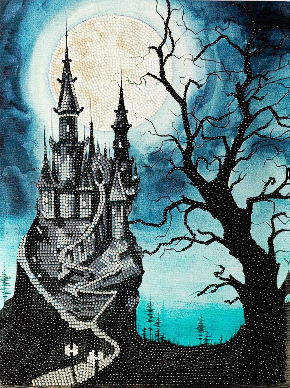 Алмазная (кристальная) мозаика Фрея, Замок под луной, 30х40 см