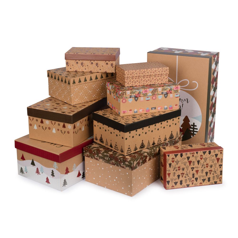 Набор подарочных коробок 10 шт, 02 Ёлочки, Stilerra SBOX-RKN2