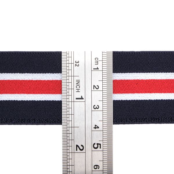 Резинка тканая 37.0 мм / 25 метров, т.синий/белый/красный