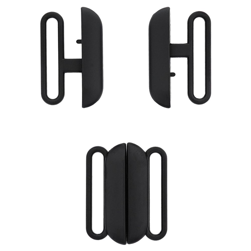 Застежки для купальника (бикини) металл 20.0 мм, черный матовый, МВ_2235, 6 шт