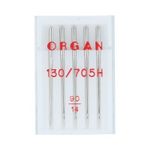 Иглы для швейных машин базовые универсальные 130/705 H, №90, 5 игл, в пенале 5105090 90, ORGAN