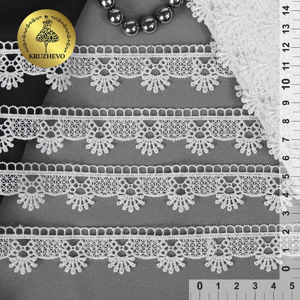 Кружево гипюр (плетёное) 25 мм / 13.71 метров, TBY.3058A, цв.1 белый