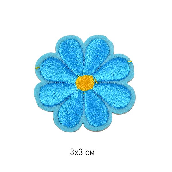 Термоаппликация TBY-2198 Цветочек 3х3 см, голубой уп.10 шт