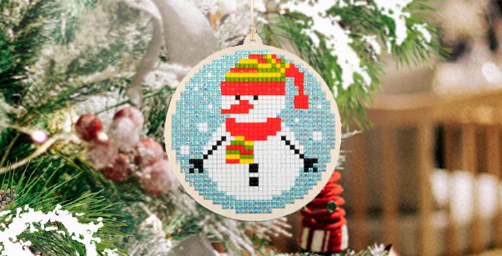 Алмазная (кристальная) мозаика Фрея, Снеговичок, 9х9.5 см