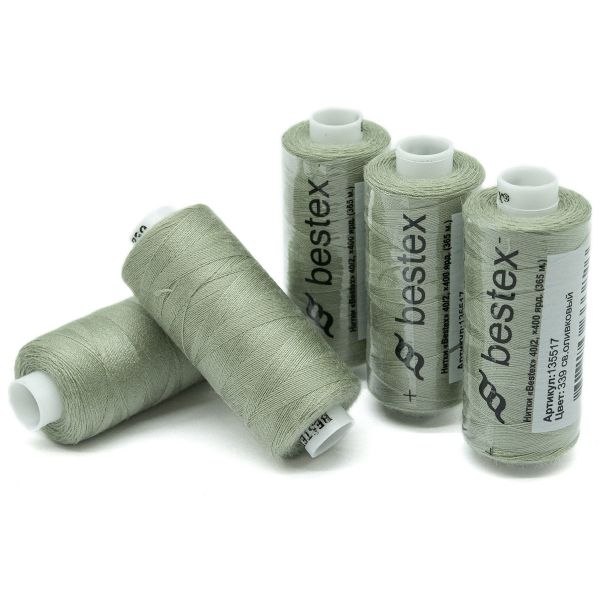 Нитки швейные бытовые Bestex 40/2, 365 м (400 ярд) / 10 кат., 339 светло-оливковый
