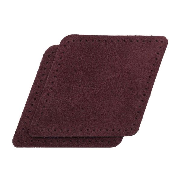 Заплатки пришивные из замши, ромб 8х11,2см с перфорацией, 2 шт, 100% кожа, 31 бордовый, 59125