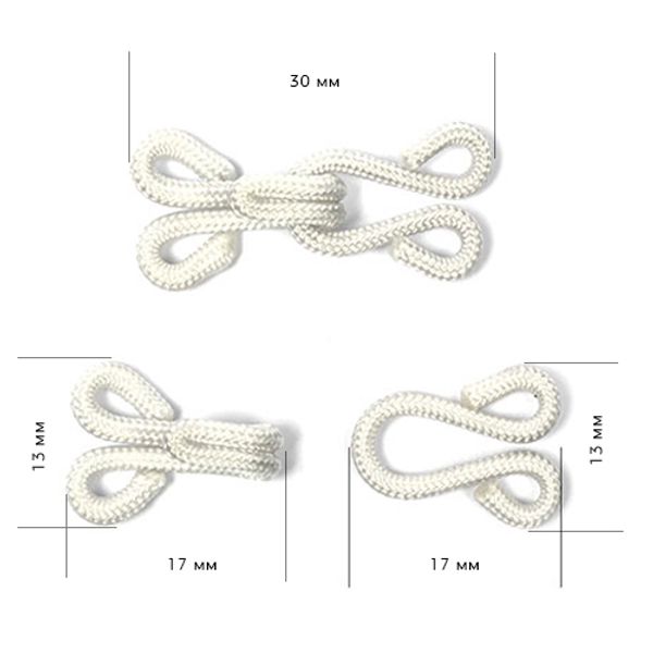 Крючки пришивные в оплетке 29 мм, цв. белый, уп. 50 шт