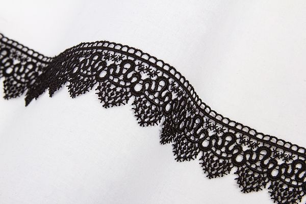 Кружево гипюр (плетёное) 47 мм / 8.8 м, черный, Gamma GGM-4701