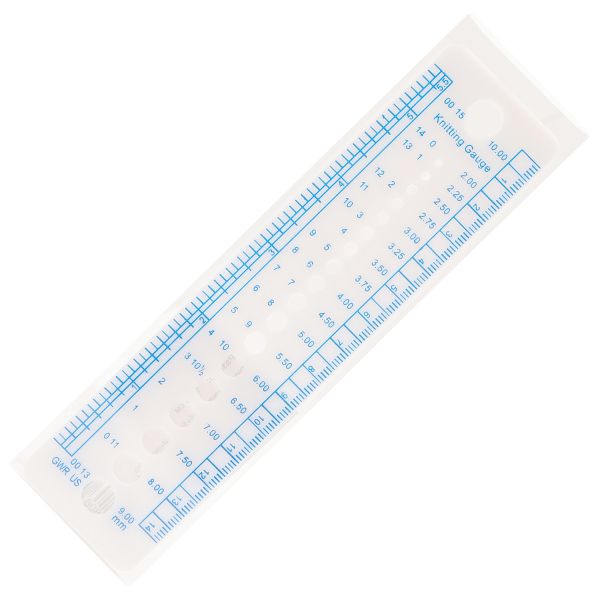 Линейка для определения размера спиц и плотности вязания 16х4см