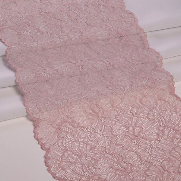 Кружево бельевое эластичное 240 мм / 13.72 м, цв. C344 пудровый