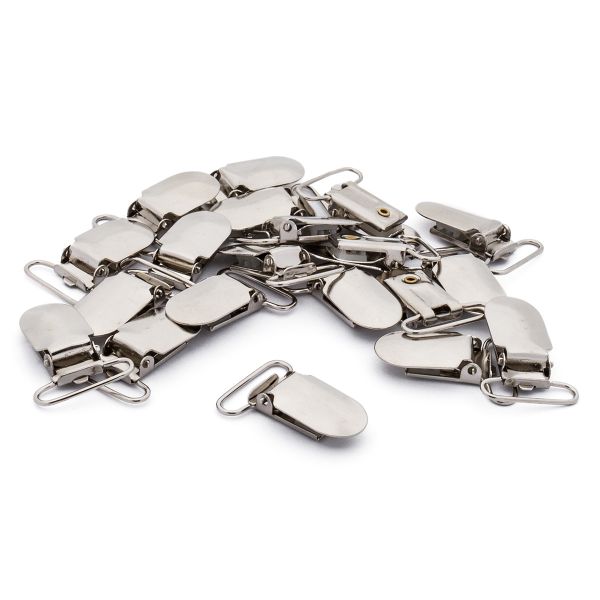 Клипса для подтяжек гладкая 25.0 мм, сталь (никель), 20 шт